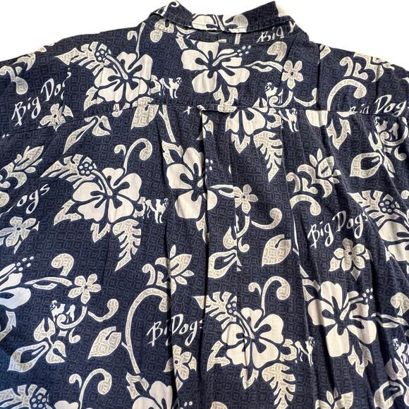 Big Dogs Tropical Blue & White Floral Button-up Shirt Hawaiian Pattern Pocket 3X - Picture 10 of 16